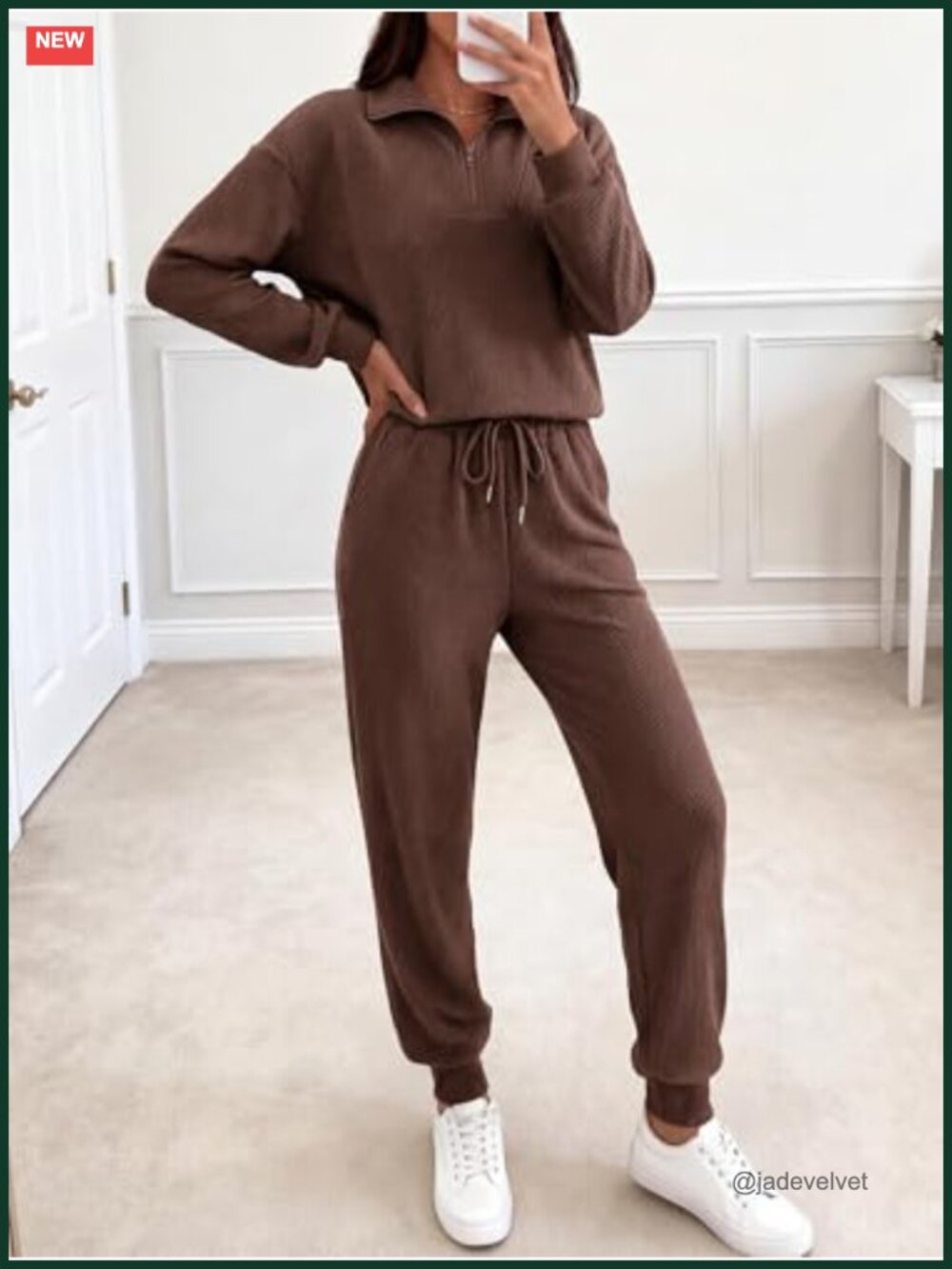Women's 2 Piece Tracksuit Lounge Set Half Zip Sweatshirt Sweatpants - Picture 2 of 6